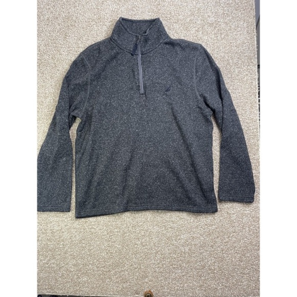 Nautica Navy Gray 1/4‎ Zip Fleece Men's Size L